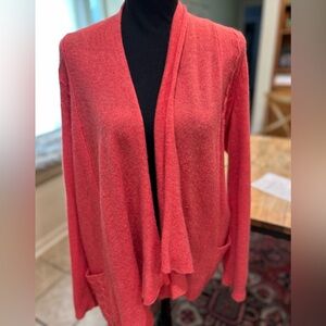 Coral 100% Cashmere Open Cardigan